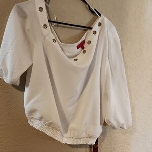 Jennifer Lopez White Puff Sleeve Blouse